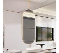 WLCNYL Nordic Oval Mirror For Ceiling Hanging - Vanity Makeup Mirror Creative Decorative Mirror Floating Bathroom Mirror for Home or Hotel - with Metal Frame and Boom (Size : 40cmx60cm)