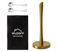 WLDDFF Brass Countertop Paper Towel Holder with 2 Spoons, Weighted, Stainless Steel Dispenser for Large Rolls