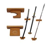 WLDDFF Sword Wall Mount Display Stand Vertical Hangers for Holding Katana, Lightsaber, Samurai, Axe (Brown 1 Holes)