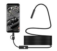 WLDOCA 3 In 1 USB Endoscope Inspection Camera 1M-10M 5.5mm IP67 Waterproof Camera Pipe Drain With 6 LED for USB/Micro USB/Type C/Android Phone/Windows/PC,10M,A