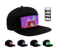 WLDOCA Bluetooth LED Hat RGB Programmable Scrolling Message Display Baseball Cap Fisherman Hat for Running, Fishing, Showing, Partying,Black,A