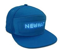 WLDOCA Programmable Bluetooth APP Control Colorful LED Hat USB Rechargeable Luminous Sports Party Baseball Caps for Christmas Concert Carnival Bars Clubs,Blue,A