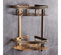 WLDZHNAR Corner Shower Caddy Bathroom Shelfs Wall Mounted Antique Bronze Aluminum Carved Shampoo Shelf for Storage Draining Rack Kitchen Seasoning Bottles Holde Organizer Shelf Rustproof/Two Tier Corn