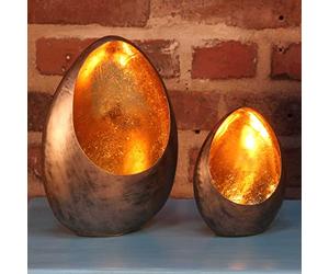 WLE1611 Oriental Wall Lantern Set of 2 Bodhi Interior Gold Exterior Anthracite 2 Metal Candle Holders Oval Standing & Hanging Moroccan Hanging Lantern Table Decoration Christmas