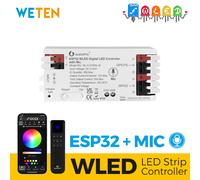 WLED Controller ESP32 with Microphone Sound Reactive Music Sync 5V 12V 24V WLED Remote Control Optional, Work with Alexa