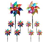 Wleozys 10Pcs Reflective Bird Repellent Windmill, multicolor Reflective Birds Deterrent, Repellent Windmills Scare Birds to Keep Birds Away From Your House,Window,Garden,Farm (10)