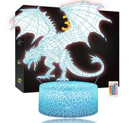 Wlerla 3D Dinosaur Illusion LED Night Light,Boys Night Lights for Bedroom，Visual Creative 16 Colors Gradual Changing Touch Switch USB Table Lamp for Holiday Gifts or Home Decorations