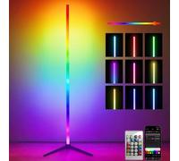 Wlerla Atmosphere Floor Lamp for Gaming - Smart RGB Color Changing WiFi Bluetooth LED Corner Lamp with Sound Pickup for Living Room and Bedroom