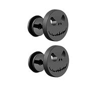 wlertcop 2Pcs Punk Skull Earrings Anti-allergy Stud Earring Style Decorative Men Boys Ear Studs Stainless Steel Jewelry Screw Back, Unsex(Black)