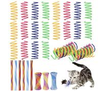 wlertcop 42 Pcs Cat Springs - Colorful Spring Cat Toy, BPA-free Plastic Coil Spiral Springs Pet Interactive Toys, Springs for Cats to Kill Time and Keep Fit for Swatting, Biting, Hunting Kitten Toys