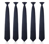 wlertcop 5pcs Navy Blue for Men's, Clip-on Ties Solid Uniform Pre-tied Adjustable Neck Strap Tie for Wedding Funeral Formal Business Tie Graduation School Uniforms
