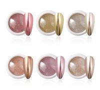 wlertcop 6pcs Chrome Nail Powder, Shiny Nail Art Powder, Chrome Powder for Nails, Rose Gold Mirror Effect Nail Powder, Magic Mirror Effect Pigment Nail Accessories for DIY Manicure