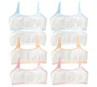 wlertcop 8 Pieces Girls Cotton Training Crop Bra, Camisole Style Lightweight Seamless Kids Sports Bra, Training Bra with Elastic Shoulder Suitable for Schoolgirls, Comfortable Clothes for Kids