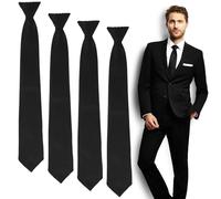 Wlertcop Black Tie for Men - Pre-tied Adjustable Neck Strap with Clip-On for Weddings, Funerals, Formal Business, Graduations, and School Uniforms