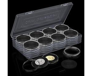 wlertcop Coin Capsules 40pcs 46mm with Foam Gasket Clear Round Coin Holder Case C oin Storage Container Box with Organiser Box for Collection Supplies, 8 Sizes
