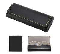 wlertcop Hard Glasses Case, Black Leather Glasses Case for Men, Women, Children And The Elderly- Ideal for Glasses & Sunglasses