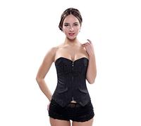 WLFFW Corset Pinstripe Burlesque Bustiers Tops for Women UK(6-8) S Black