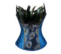 WLFFW Corsets for Women Peacock Satin Bustiers Top (UK(8-10) M,Blue)