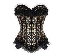 WLFFW Cosplay Corsets for Women Plus Size Zip up Bustiers(UK(18-20) 4XL, Leopard)