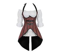 WLFFW Steampunk Corsets for Women with Pirate Blouse (UK(6-8) S, Brown)