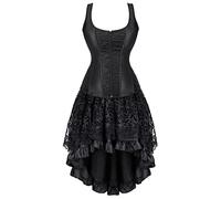 WLFFW Vintage Corset with Skirt Womens Burlesque Bustier Dress 2XL Black
