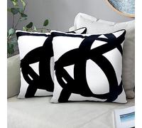 WLFRHD 2Pack Cushion Covers Black and White Boho Square Cushion Cover 45x45 cm Sofa Cushions Covers Abstract Art Throw Pillow Covers Decorative Pillowcase for Living Room Sofa Bedroom