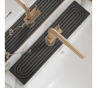 WLFRHD Kitchen Sink Splash Guard, 60 x 10cm Sink Splash Guard Mat, Stone Sink Mat, Faucet Mat for Kitchen Sink, Faucet Splash Guard for Kitchen and Bathroom(Black)