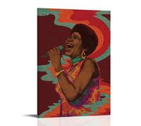 WLFUUNB Aretha Franklin Pop Singer Cool Retro Music Album Cover Canvas Poster Wall Art Decorative Painting Bedroom Painting Posters 12x18inch(30x45cm) Frame-style