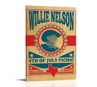 WLFUUNB Willie Nelson Pop Singer Cool Retro Music Album Cover Canvas Poster Wall Art Decorative Painting Bedroom Painting Posters 24x36inch(60x90cm) Frame-style