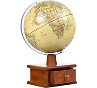 WLGDBXF Globes 3D Raised Relief Globe, World Globe with Wooden Stand and Storage Drawer, AR Earth Globe Built in LED Touch Night Light Vintage