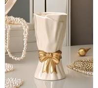WLGRANJIA Bow Vase, White Flower Vase for Home Decor, White Ceramic Vases for Boho Style, 9.3 Inch Large Vases for Ideal Shelf Decor/Table/Living Room. (Glazed Exterior and Interior)