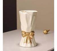 WLGRANJIA Bow Vase, White Flower Vase for Home Decor, White Ceramic Vases for Boho Style, 9.3 Inch Large Vases for Ideal Shelf Decor/Table/Living Room. (Glazed Exterior and Interior)