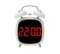 WLH Alexanders Digital Creative Alarm Clock Loud Small Twin Bell Clocks for Living Room Bedroom Office Bedside table clocks(White R)