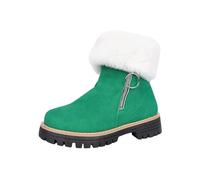 WLH Alexanders Platform Women's Ankle Winter Boot Chunky Low Heel Snow Boots With Slip-On Cozy Outdoor Short Booties Fur Lined Snow Boots(Army Green,7.5)