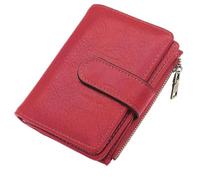 WLH Alexanders RFID Blocking Wallet Compatible with Women Vegan Leather Tri-fold with Zipper Coin Pocket Anti-Theft Clasp Waterproof Slim Design Purse(Burgundy)