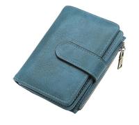 WLH Alexanders RFID Blocking Wallet Compatible with Women Vegan Leather Tri-fold with Zipper Coin Pocket Anti-Theft Clasp Waterproof Slim Design Purse(Peacock Blue)