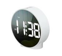 WLH Alexanders Round Digital Alarm Clock Small Dual Alarms Clock Adjustable Brightness, for Bedroom Office Bedside table clocks