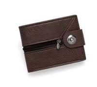 WLH Alexanders Wallet Compatible with Men Leather Bifold Stylish Simple Magnetic Clasp Wallet with Id Window Zipper Multi Card Purse(CAF)