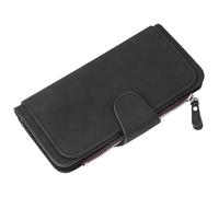 WLH Alexanders Wallet Women Large with Zipper Pocket Slim Card Holder Travel Purse Compatible with Cash Management Leather Wallets Compatible with Women 3 Fold(Nero)