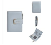 WLH Alexanders Wallet Women Small Compact Bifold Luxury Buckle Leather Pocket Wallet Multiple Card Slots Ladies Purse with Id Window(Blu)