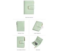 WLH Alexanders Wallet Women Small Compact Bifold Luxury Buckle Leather Pocket Wallet Multiple Card Slots Ladies Purse with Id Window(Grn)