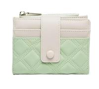 WLH Alexanders Women Leather Wallet Small Bifold Zipper Pocket Wallet Card Case Purse with Id Window Rhombus Shape Purse(Grn)