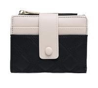 WLH Alexanders Women Leather Wallet Small Bifold Zipper Pocket Wallet Card Case Purse with Id Window Rhombus Shape Purse(Nero)