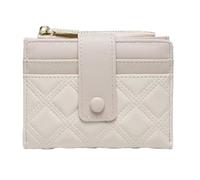 WLH Alexanders Women Leather Wallet Small Bifold Zipper Pocket Wallet Card Case Purse with Id Window Rhombus Shape Purse(Wei)