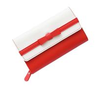 WLH Alexanders Women Leather Wallets Bow-Knot Small Fresh Clutch Card Holder Ladies Purse with Zipper Pocket Compatible with Women(Bright red)