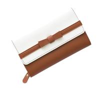 WLH Alexanders Women Leather Wallets Bow-Knot Small Fresh Clutch Card Holder Ladies Purse with Zipper Pocket Compatible with Women(Brown)