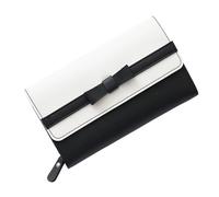 WLH Alexanders Women Leather Wallets Bow-Knot Small Fresh Clutch Card Holder Ladies Purse with Zipper Pocket Compatible with Women(Nero)