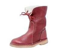 WLH Alexanders Women PU Leather Comfortable Combat Waterproof Ankle Boots Warm Fur Snow Slip On Classic Mid-calf Fur Lining Snow Boots(Rot,4.5)
