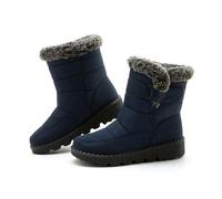 WLH Alexanders Women's Winter Snow Boots Ankle Water-Resistant Booties Warm Fur Lined Anti-Slip Comfortable Shoes Snow Boots(Blu,5)