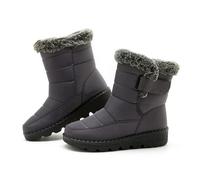 WLH Alexanders Women's Winter Snow Boots Ankle Water-Resistant Booties Warm Fur Lined Anti-Slip Comfortable Shoes Snow Boots(Gris,7)
